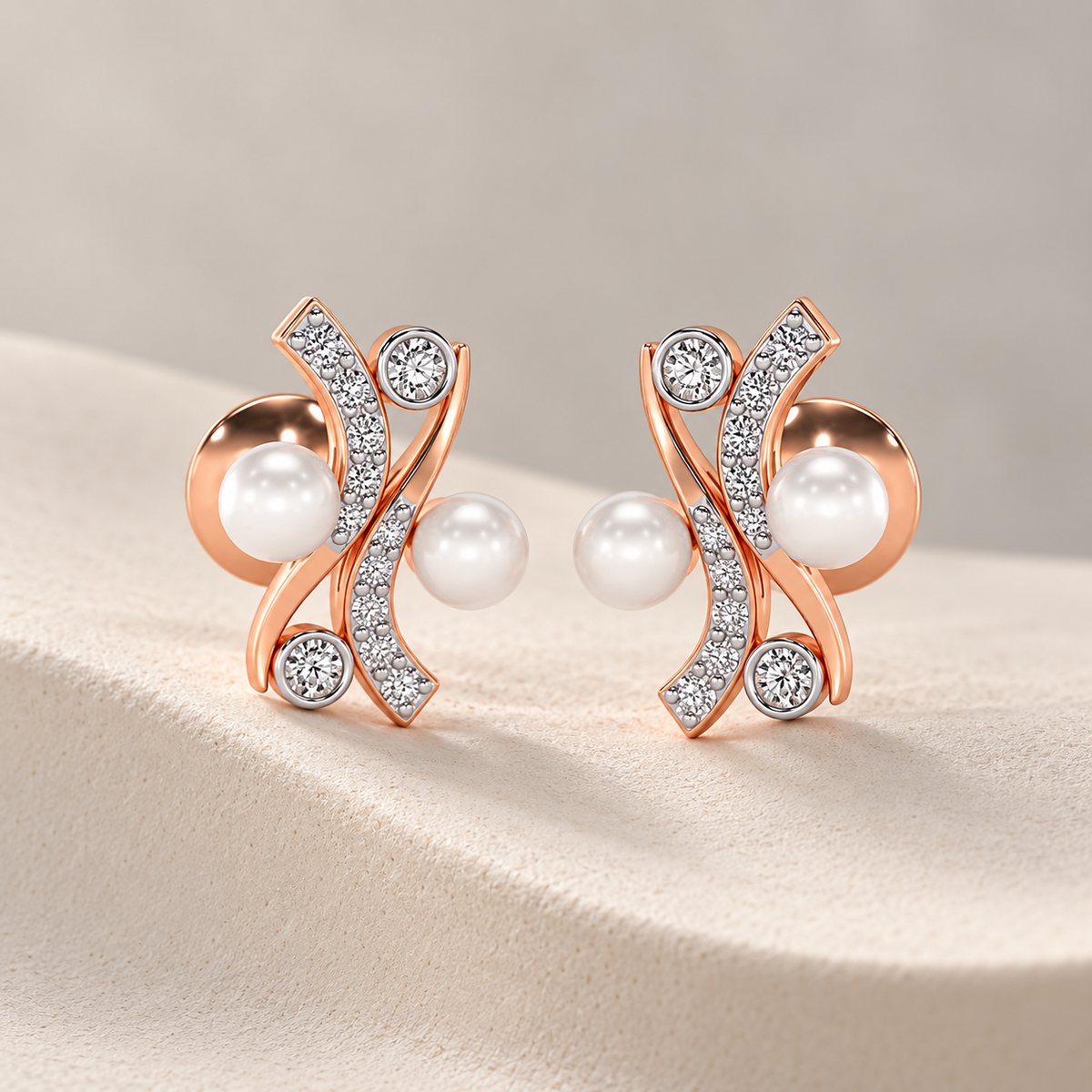 Subtle Silver Pearl Earrings - Rose Gold - Aesthetic