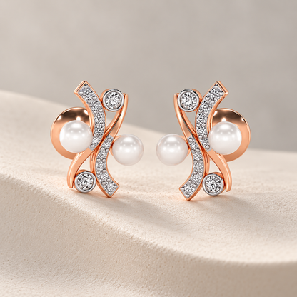 Subtle Silver Pearl Earrings - Rose Gold - Aesthetic
