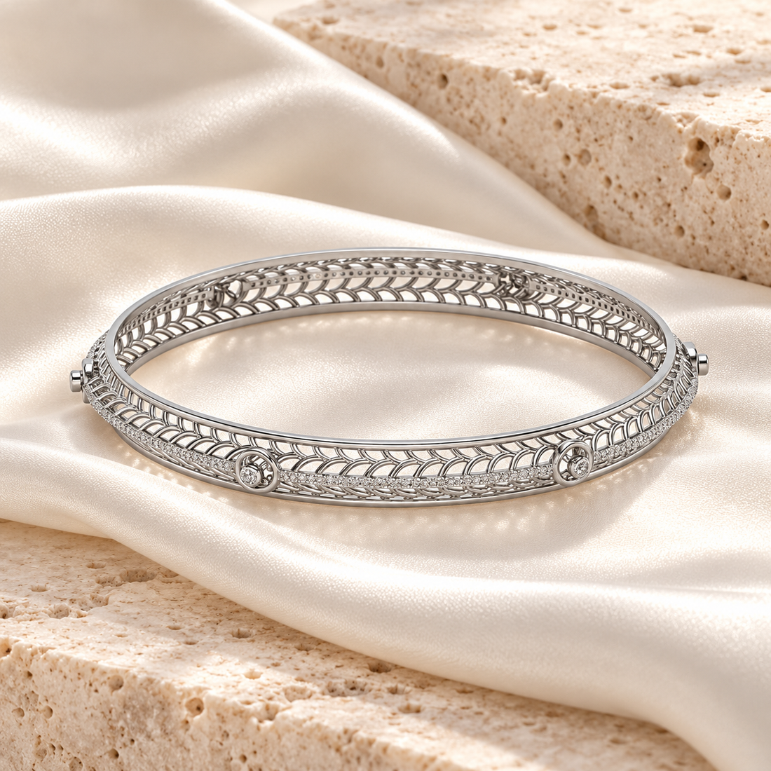 Sutbtle Glow Silver Bangles