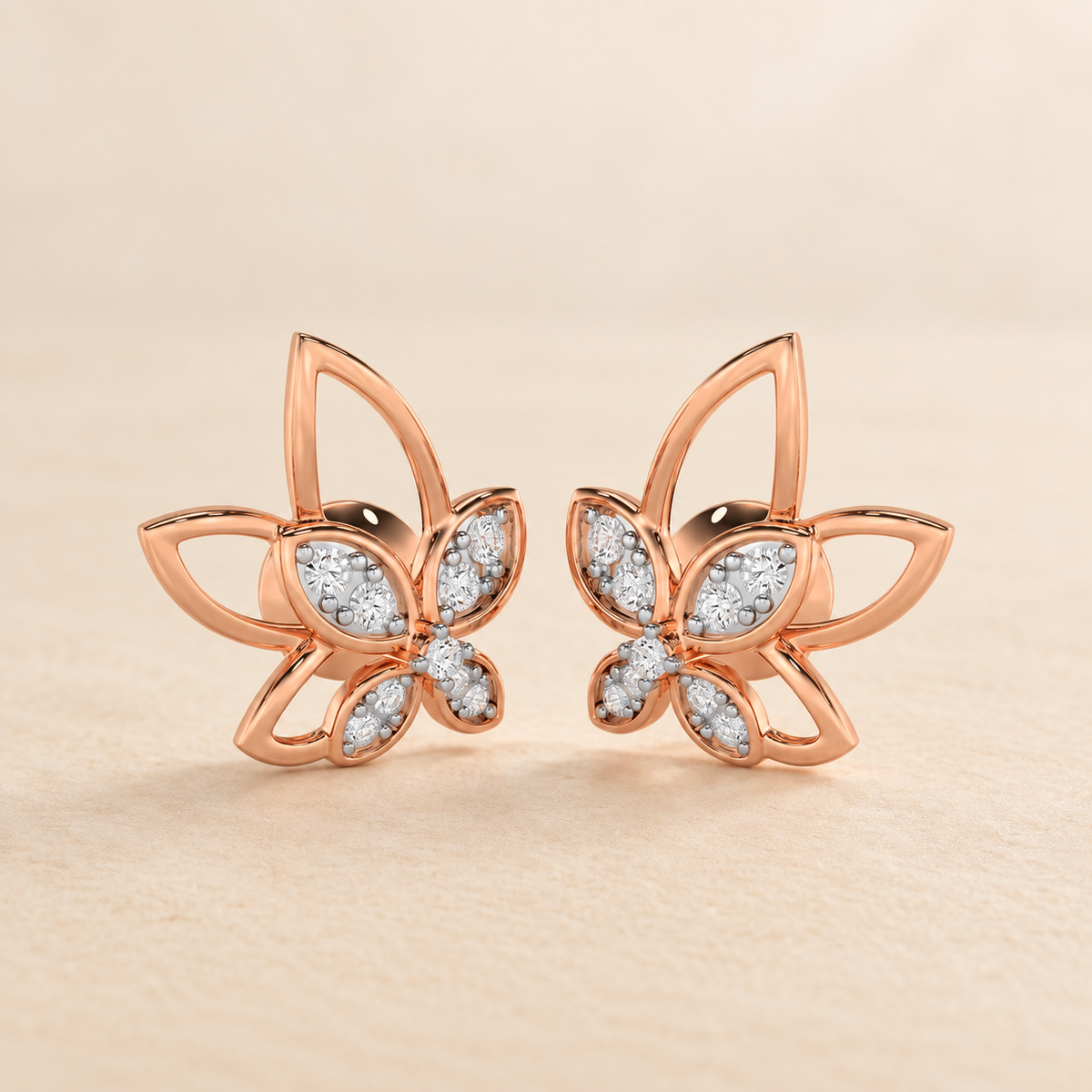 Timeless Tranquility Silver Stud Earrings - Rose Gold - Aesthetic