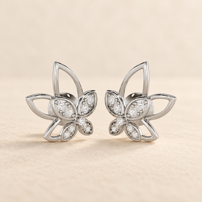 Timeless Tranquility Silver Stud Earrings - White Gold - Aesthetic