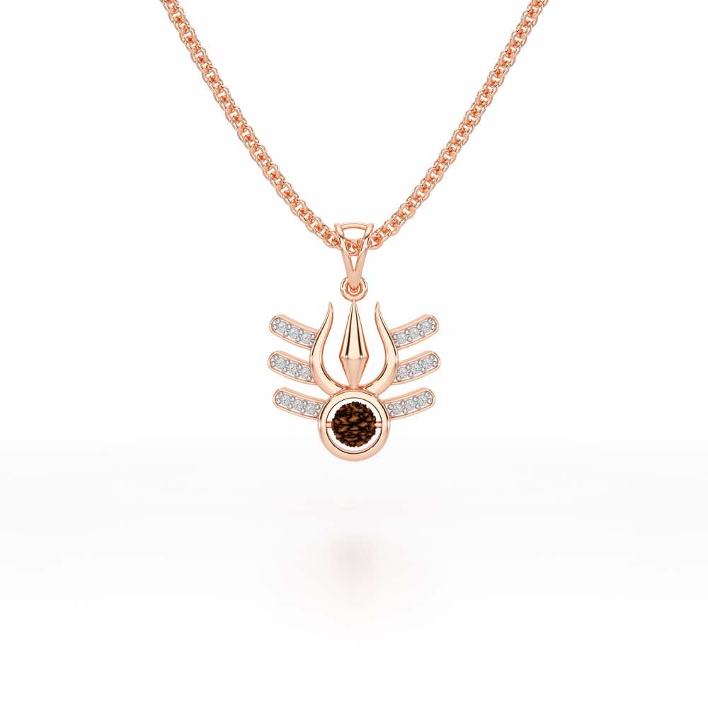 Trishul Silver Pendant - Rose Gold - Image 1