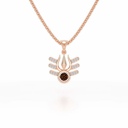 Trishul Silver Pendant - Rose Gold - Image 1