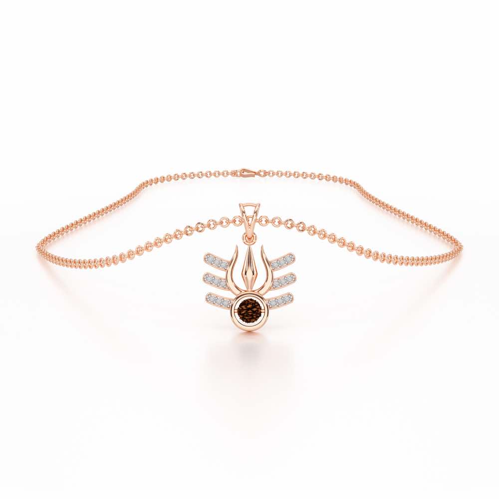 Trishul Silver Pendant - Rose Gold - Image 3