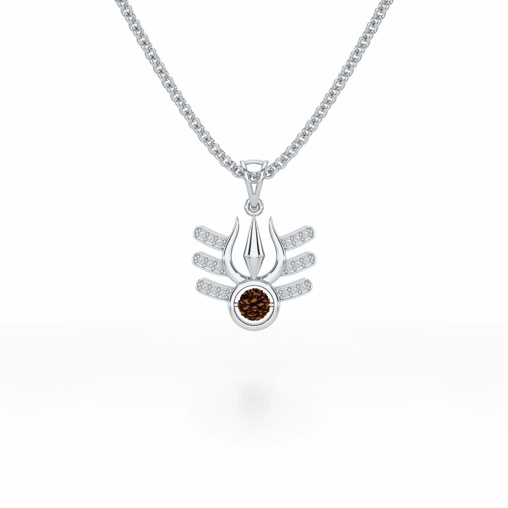 Trishul Silver Pendant - White Gold - Image 1