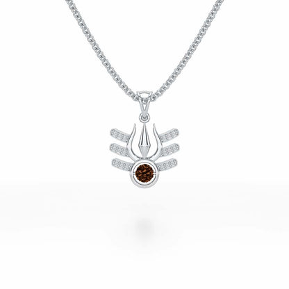 Trishul Silver Pendant - White Gold - Image 1