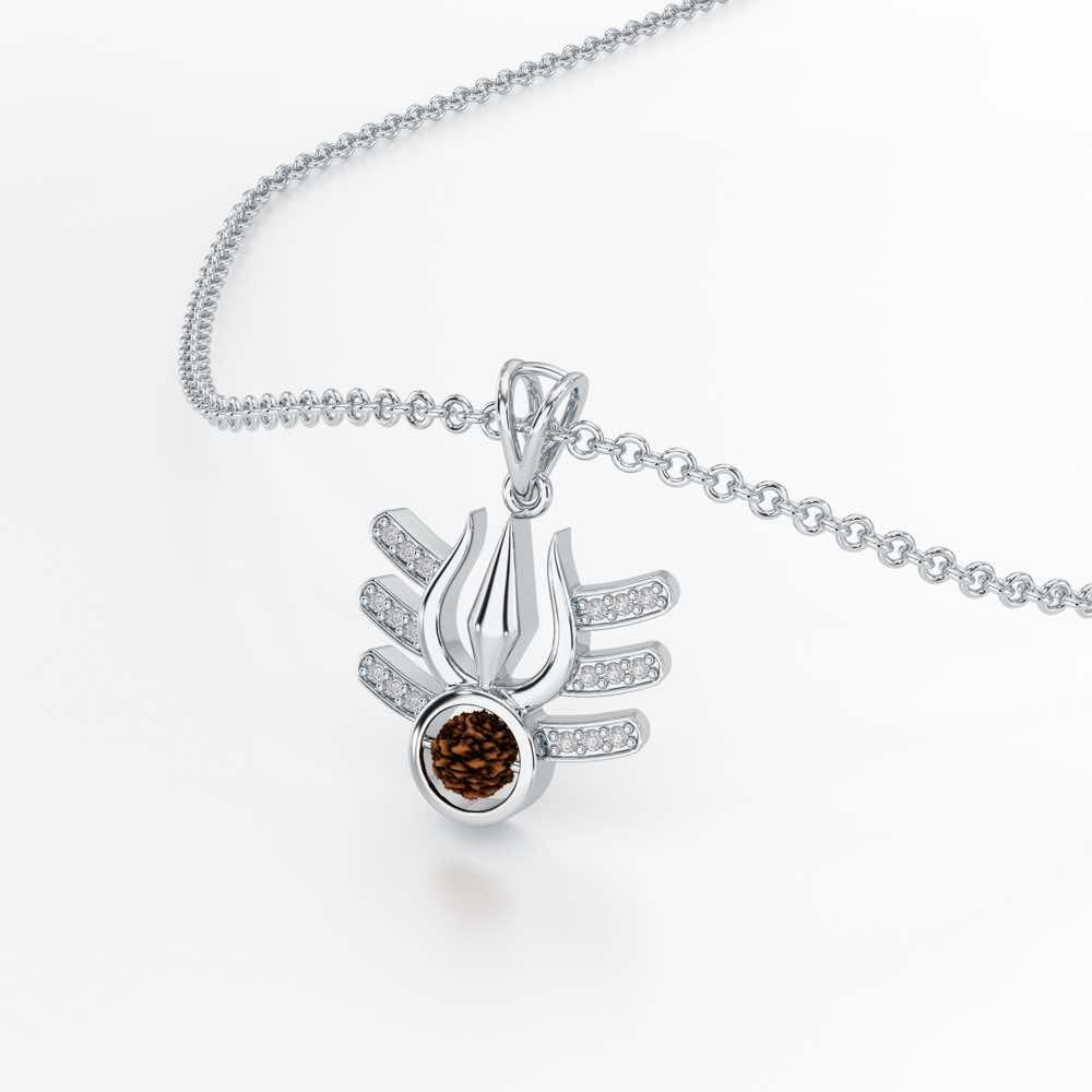 Trishul Silver Pendant - White Gold - Image 2