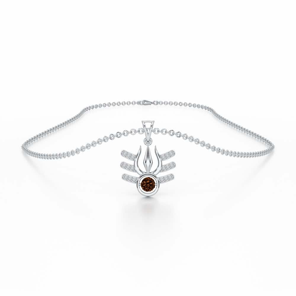 Trishul Silver Pendant - White Gold - Image 3