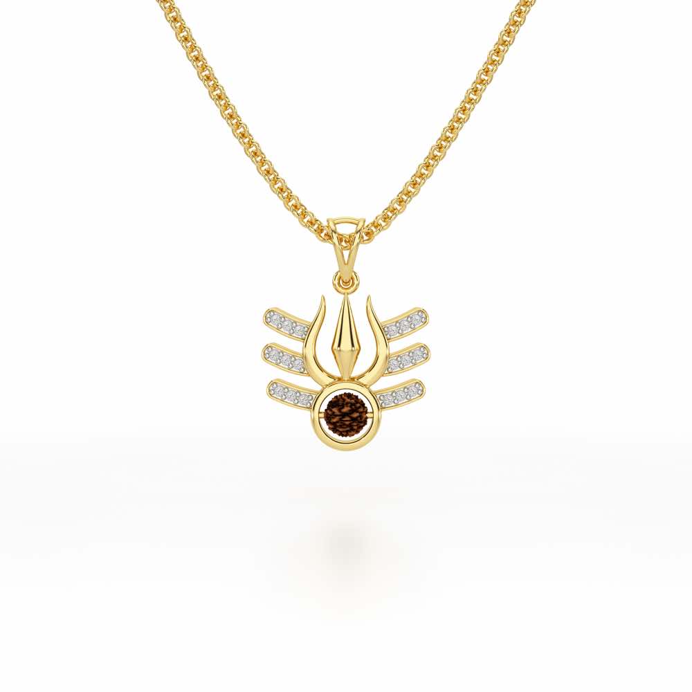 Trishul Silver Pendant - Yellow Gold - Image 1