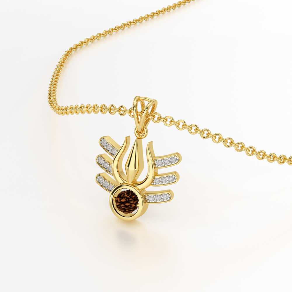 Trishul Silver Pendant - Yellow Gold - Image 2