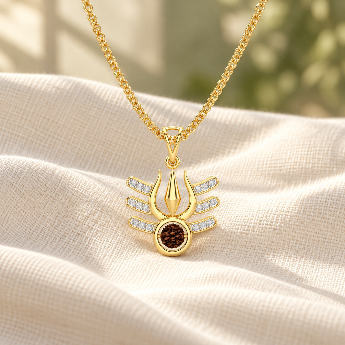 Trishul Silver Pendant - Yellow Gold - Aesthetic