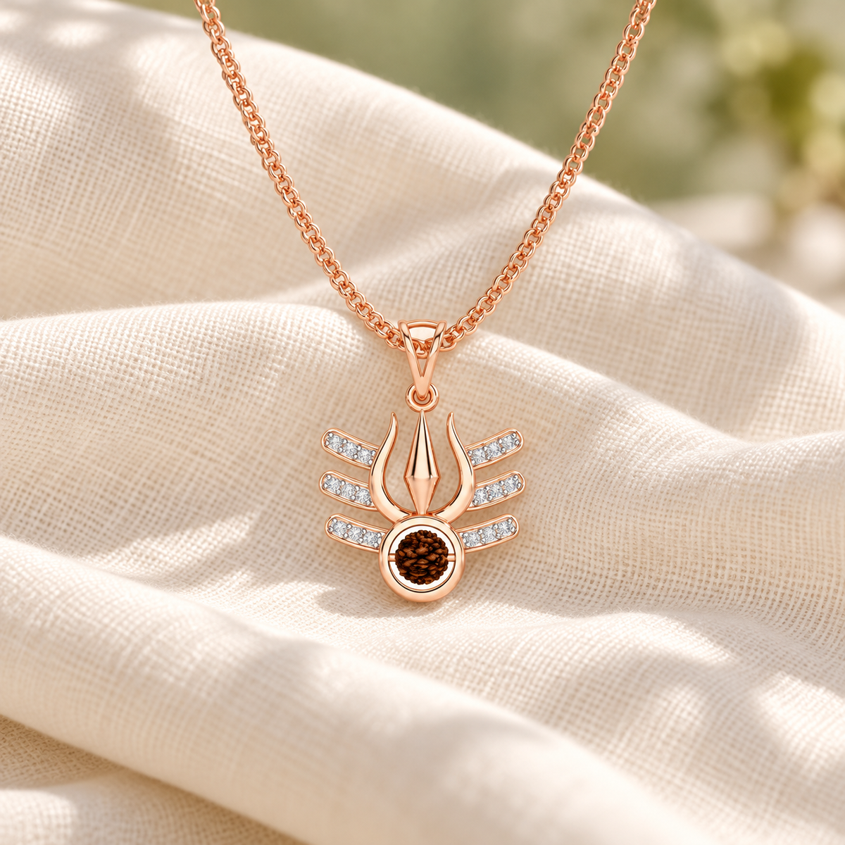 Trishul Silver Pendant - Rose Gold - Aesthetic