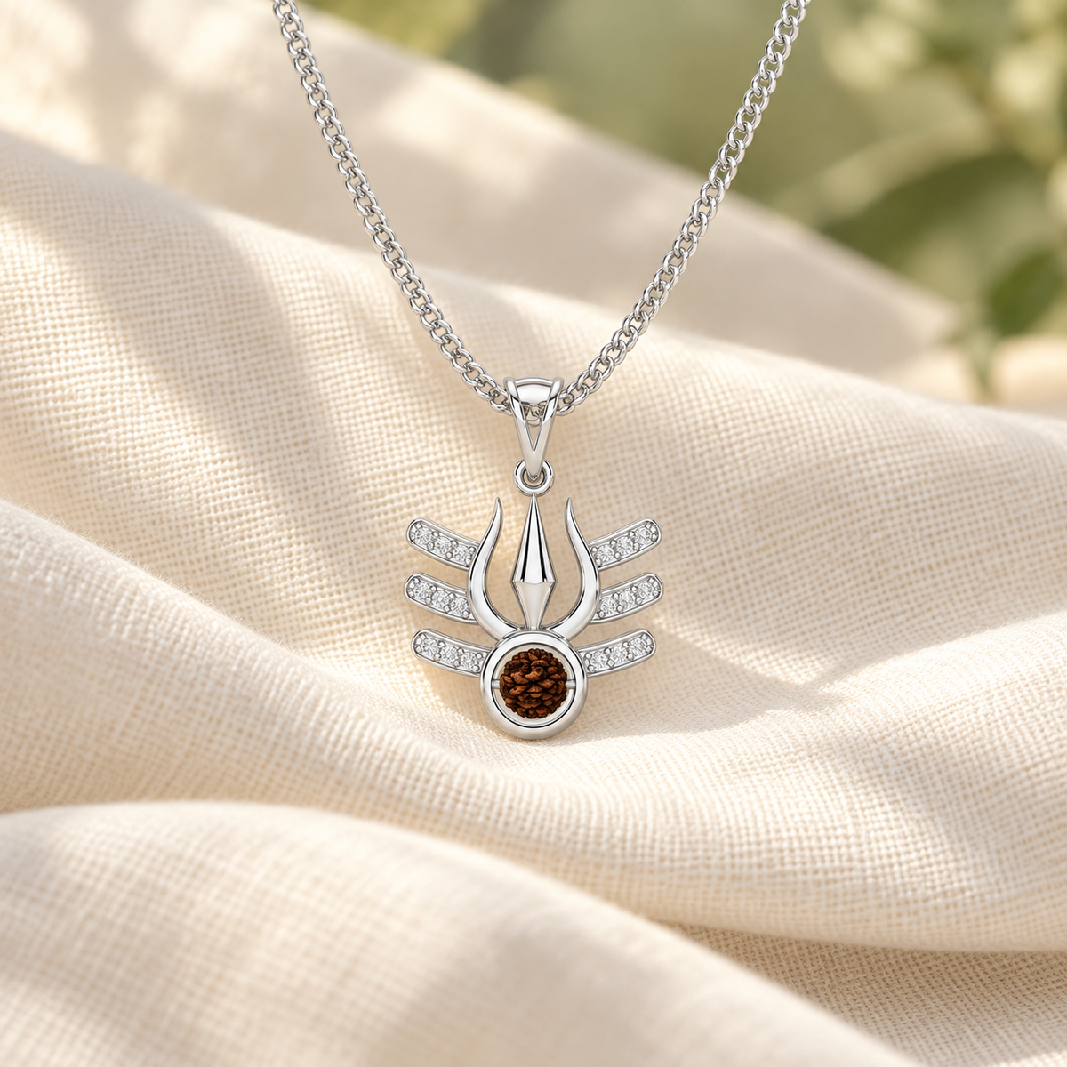 Trishul Silver Pendant - White Gold - Aesthetic