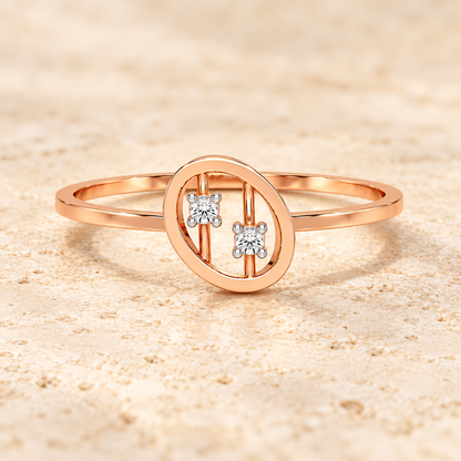 Twin Shine Silver Ring - Rose Gold - Aesthetic