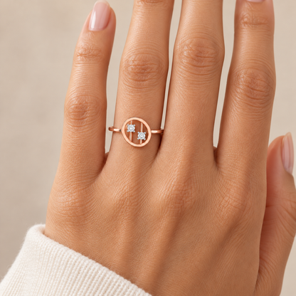 Twin Shine Silver Ring - Rose Gold - Model