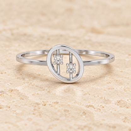 Twin Shine Silver Ring - White Gold - Aesthetic