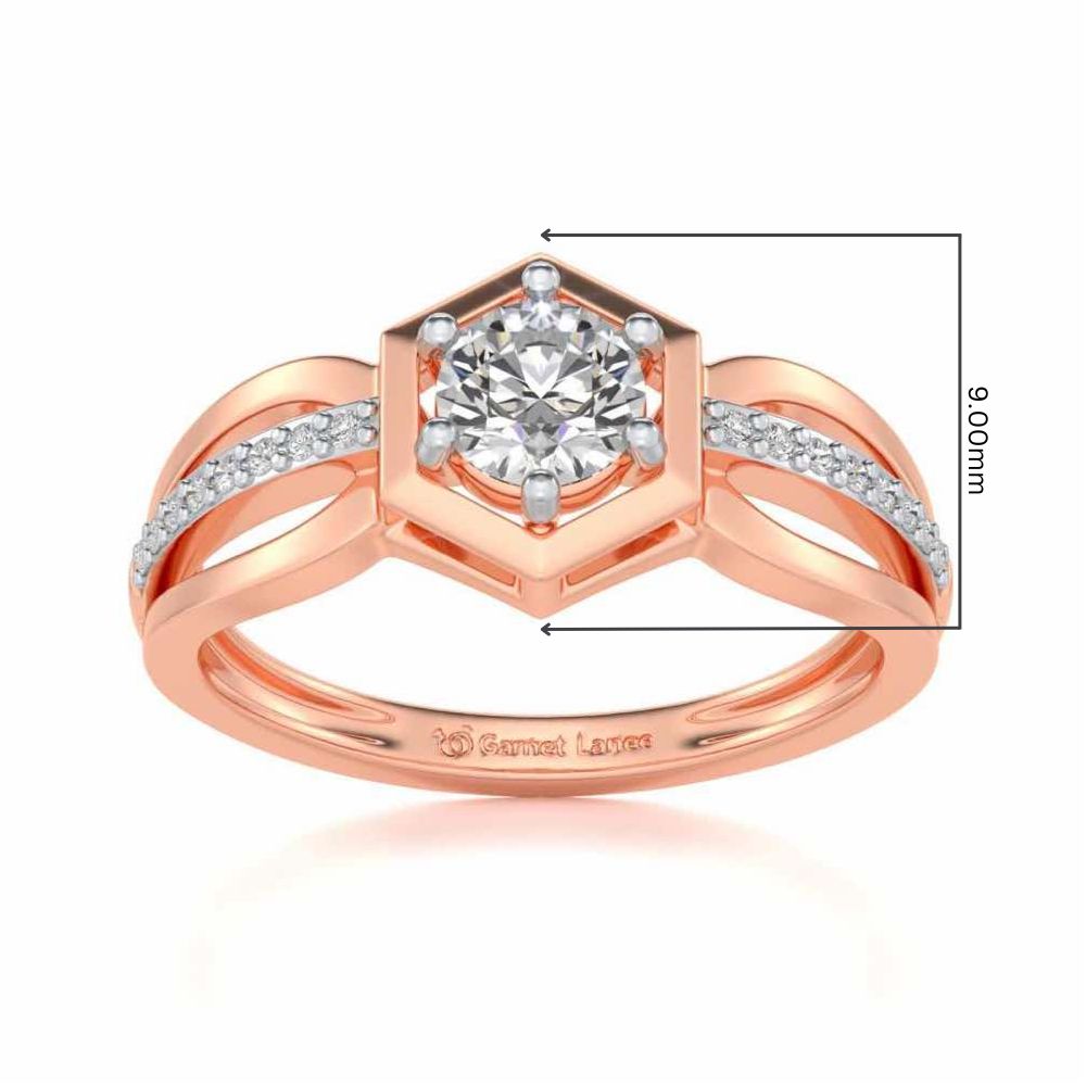 valentia Solitaire Silver Ring - Rose Gold - Image 2
