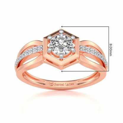 valentia Solitaire Silver Ring - Rose Gold - Image 2