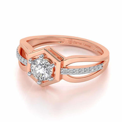 valentia Solitaire Silver Ring - Rose Gold - Image 3