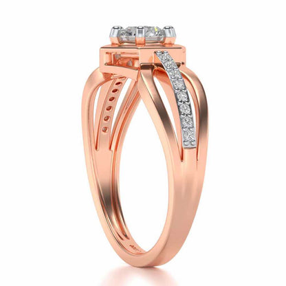 valentia Solitaire Silver Ring - Rose Gold - Image 4