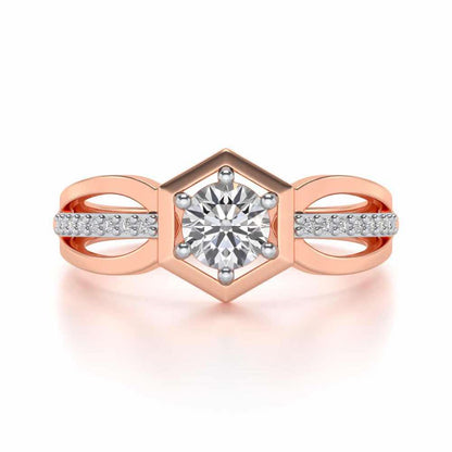 valentia Solitaire Silver Ring - Rose Gold - Image 5