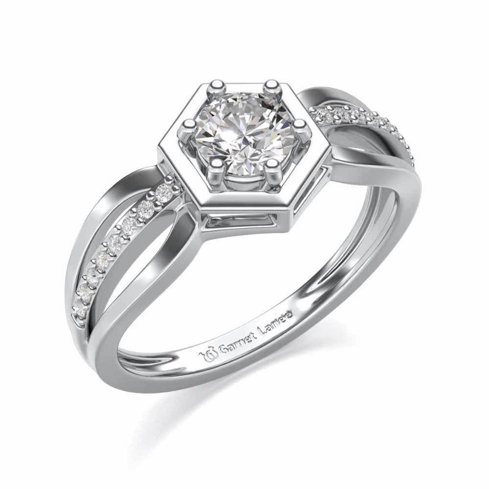 valentia Solitaire Silver Ring - White Gold - Image 1
