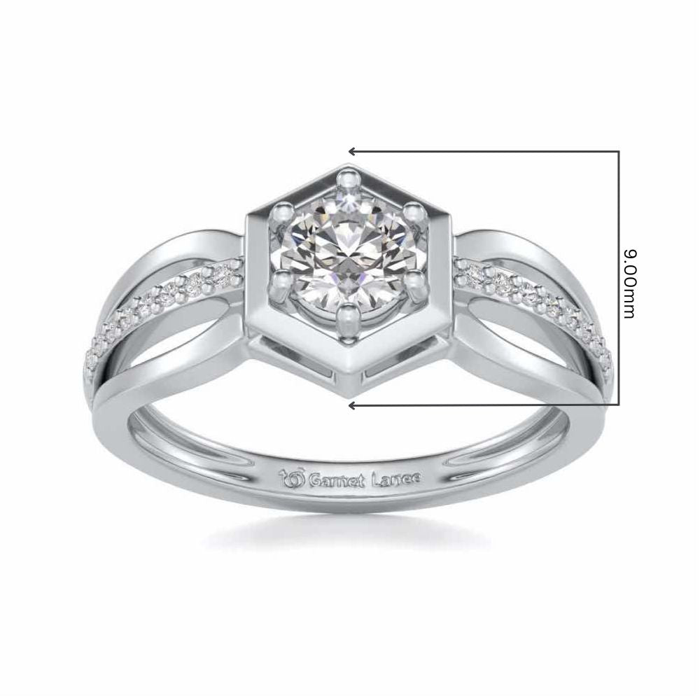 valentia Solitaire Silver Ring - White Gold - Image 2