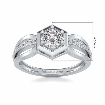 valentia Solitaire Silver Ring - White Gold - Image 2