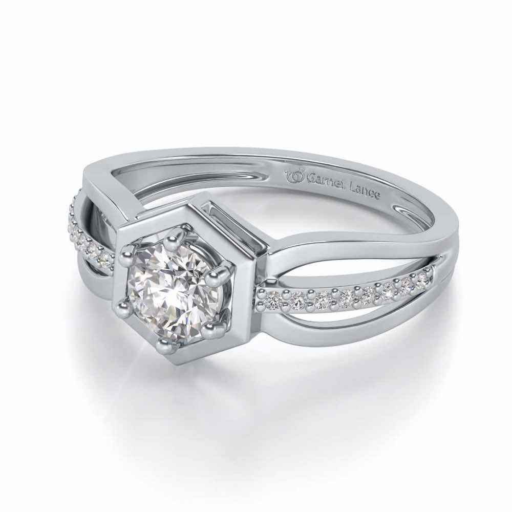 valentia Solitaire Silver Ring - White Gold - Image 3