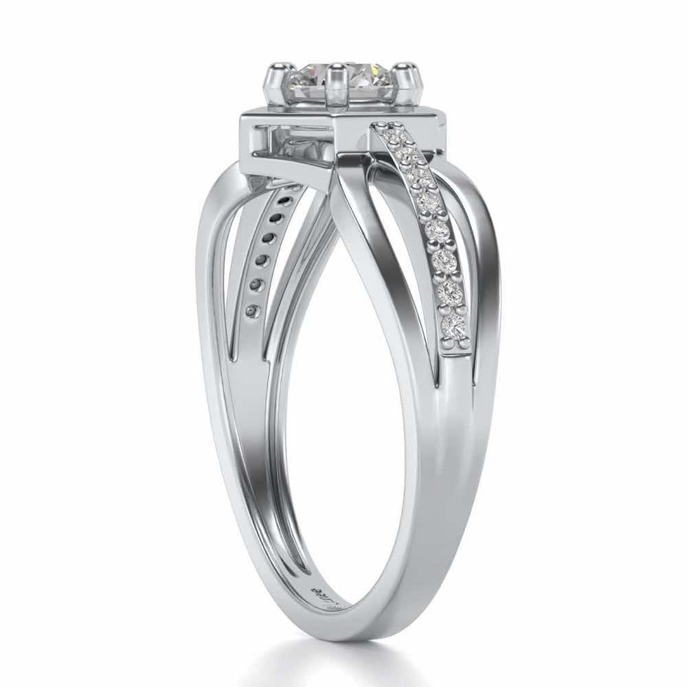 valentia Solitaire Silver Ring - White Gold - Image 4