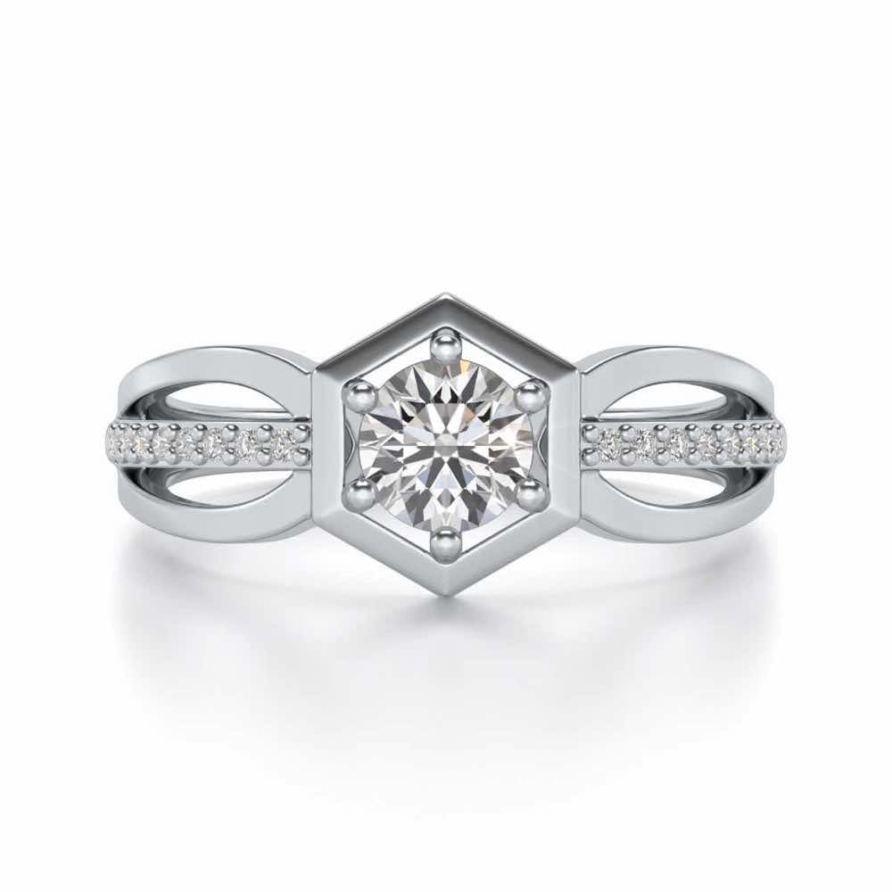 valentia Solitaire Silver Ring - White Gold - Image 5