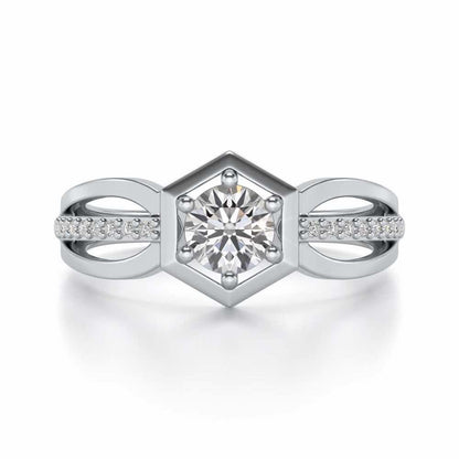 valentia Solitaire Silver Ring - White Gold - Image 5