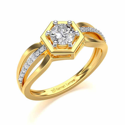 valentia Solitaire Silver Ring - Yellow Gold - Image 1