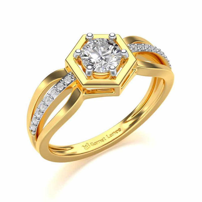 valentia Solitaire Silver Ring - Yellow Gold - Image 1