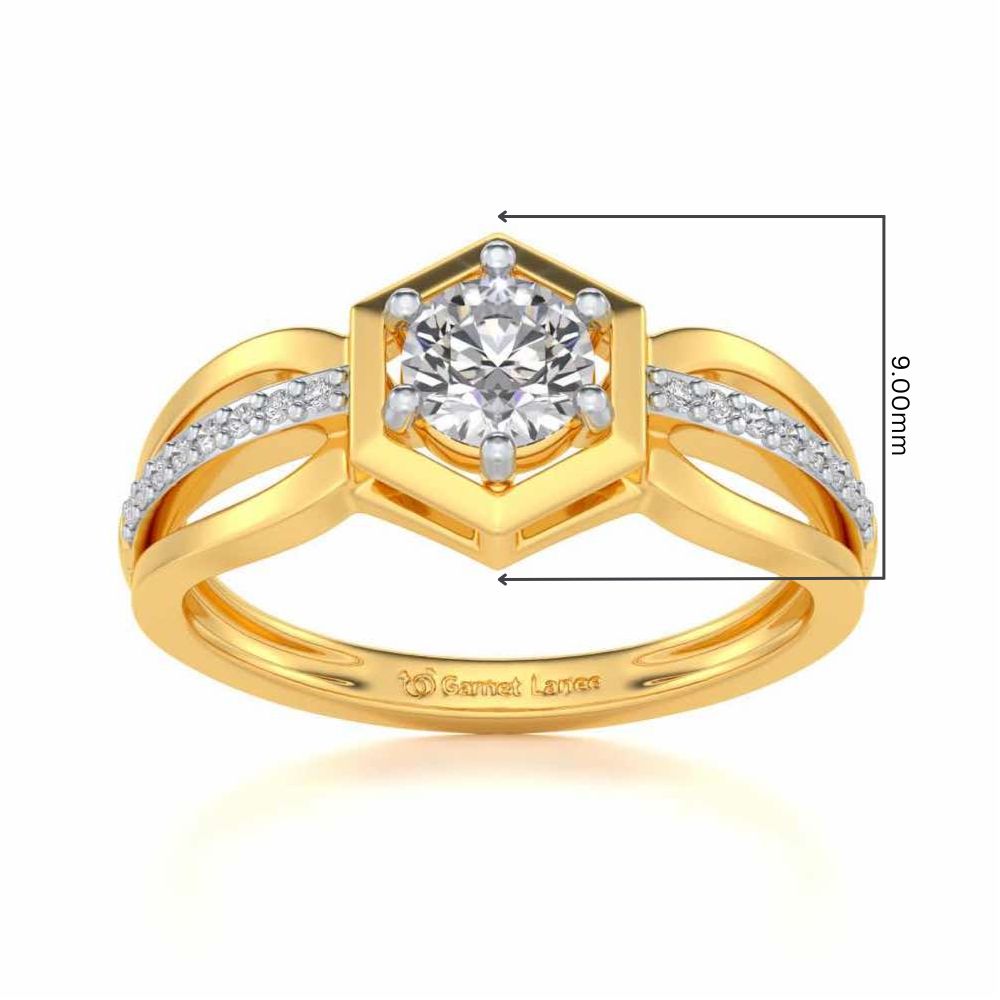 valentia Solitaire Silver Ring - Yellow Gold - Image 2