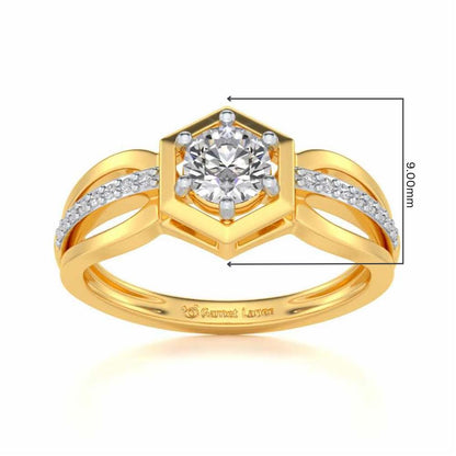 valentia Solitaire Silver Ring - Yellow Gold - Image 2