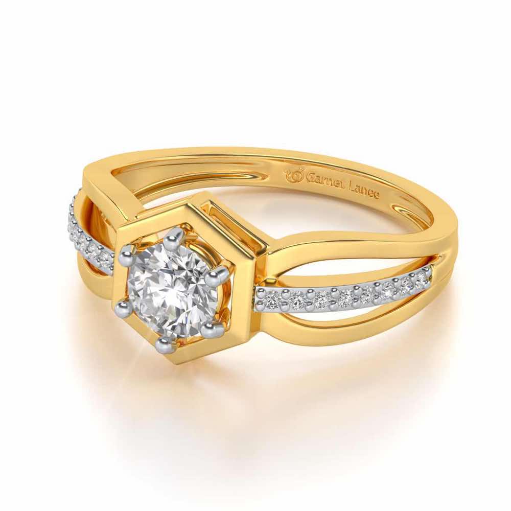 valentia Solitaire Silver Ring - Yellow Gold - Image 3