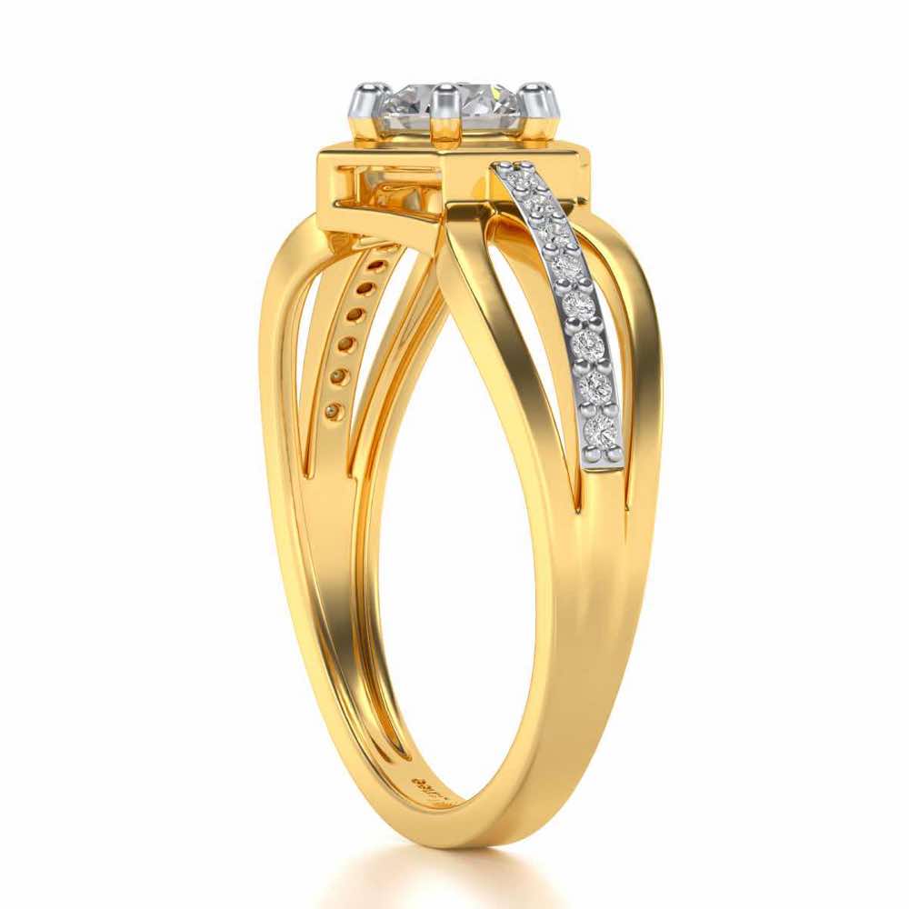 valentia Solitaire Silver Ring - Yellow Gold - Image 4