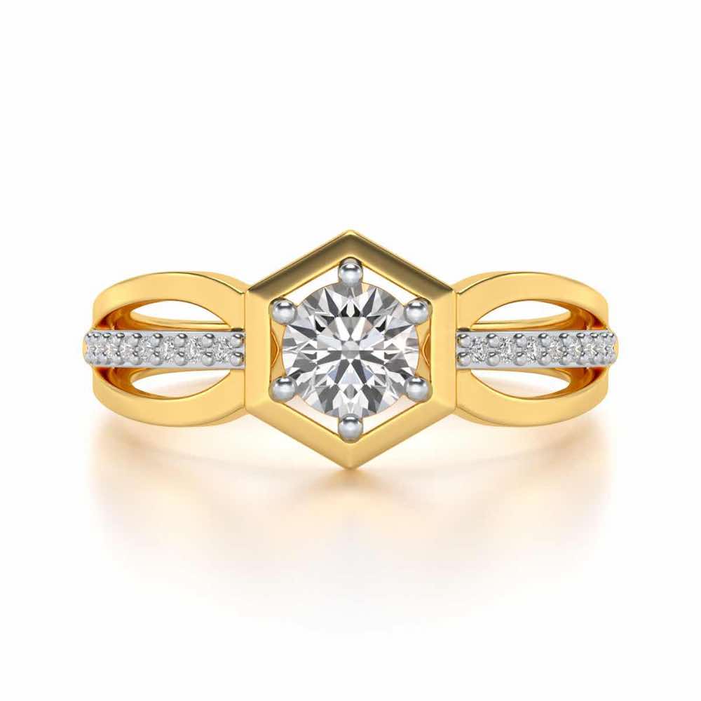 valentia Solitaire Silver Ring - Yellow Gold - Image 5