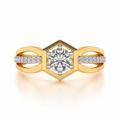 valentia Solitaire Silver Ring - Yellow Gold - Image 5