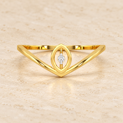 Vertical Eye Silver Ring - Yellow Gold - Aesthetic