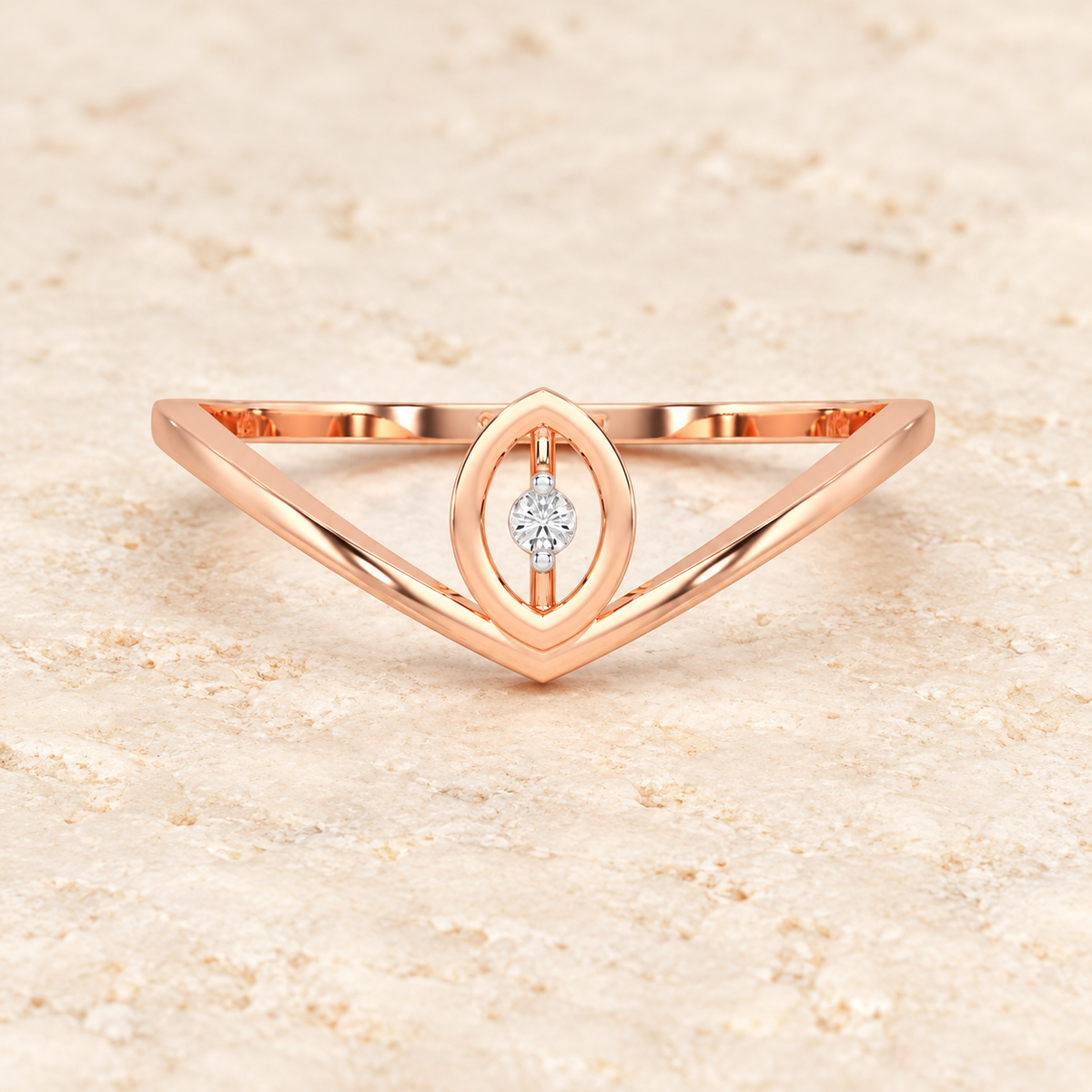 Vertical Eye Silver Ring - Rose Gold - Aesthetic