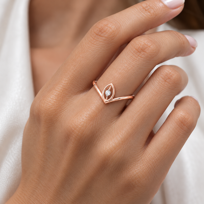 Vertical Eye Silver Ring - Rose Gold - Model