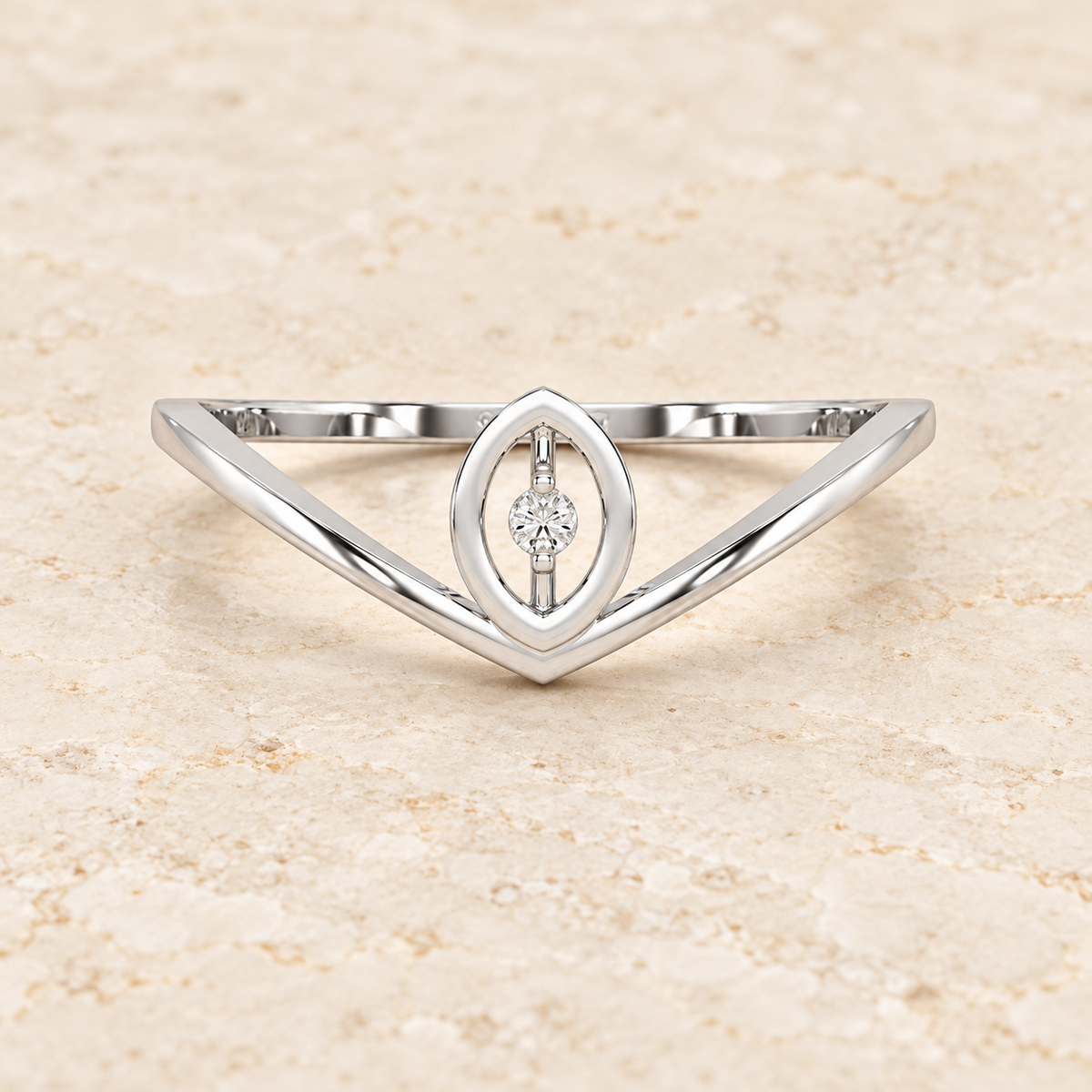 Vertical Eye Silver Ring - White Gold - Aesthetic