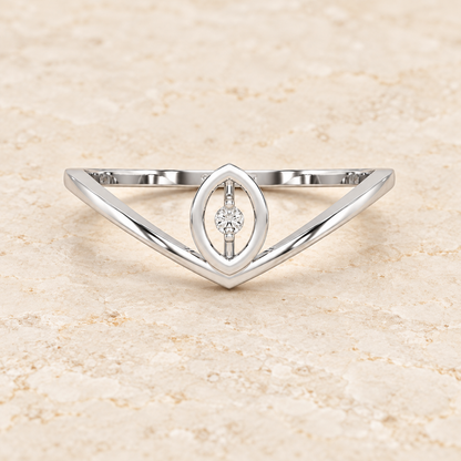 Vertical Eye Silver Ring - White Gold - Aesthetic