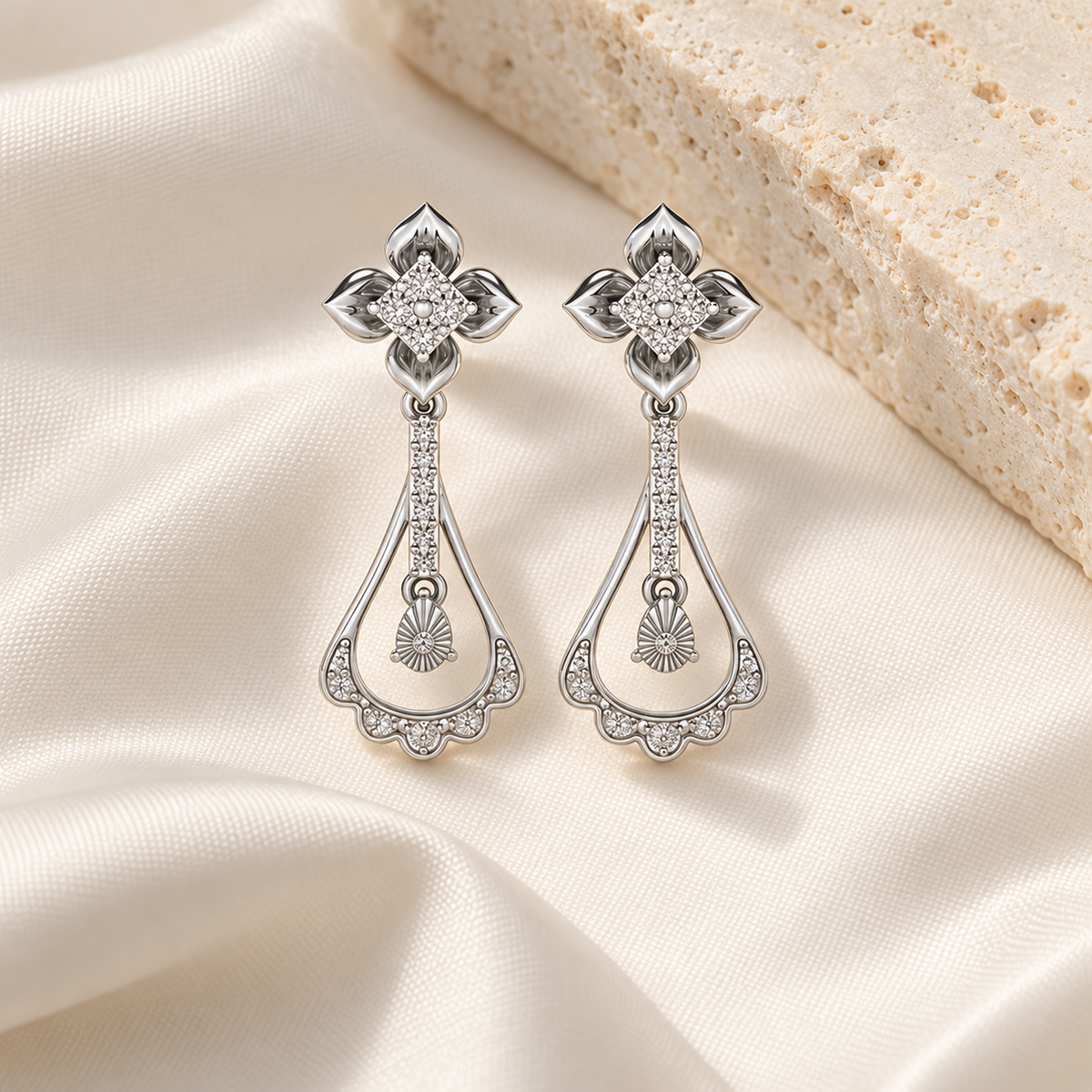 Visionary Drops Earrings - White Gold - Aesthetic