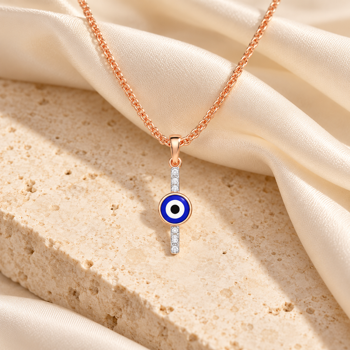 Warding Gaze Silver Pendant - Rose Gold - Aesthetic