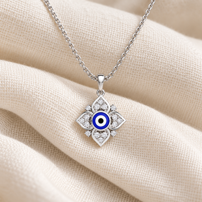 Watchful Charm Silver Pendant - White Gold - Aesthetic