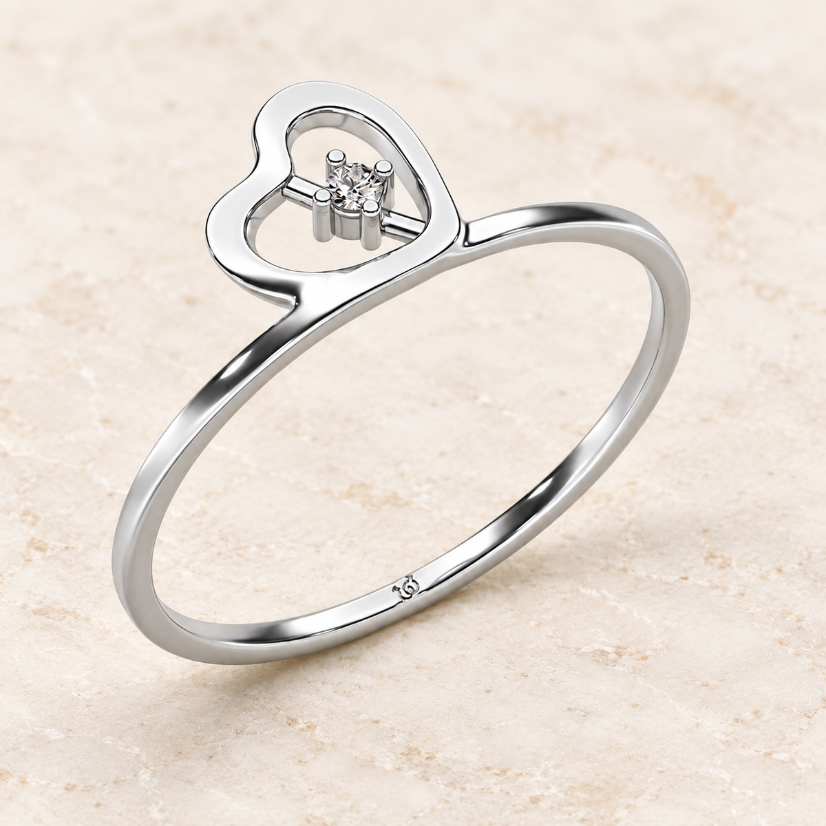 Heart Strand Diamond Ring - White Gold - Aesthetic