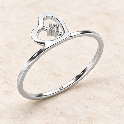 Heart Strand Diamond Ring - White Gold - Aesthetic